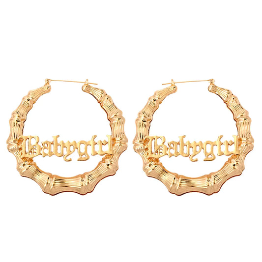Gold Babygirl Bamboo Hoops