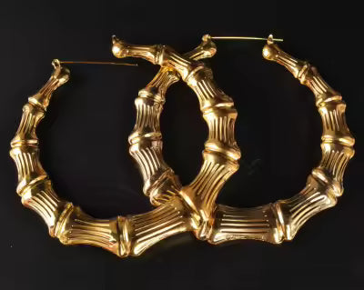 Gold Classic Bamboo Hoops