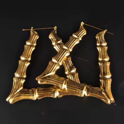 Gold Triangle Bamboo Hoops