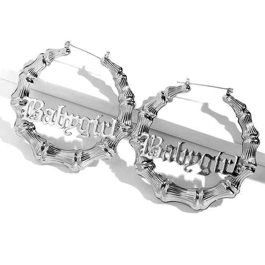Silver Babygirl Bamboo Hoops