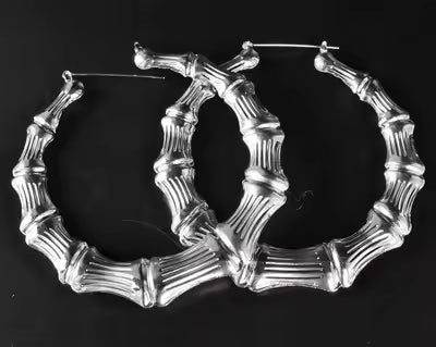 Silver Classic Bamboo Hoops