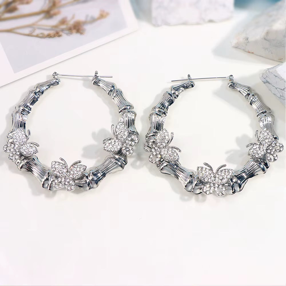 Silver Butterfly Bamboo Hoop