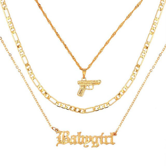 Babygirl Trio Necklace Set Gold