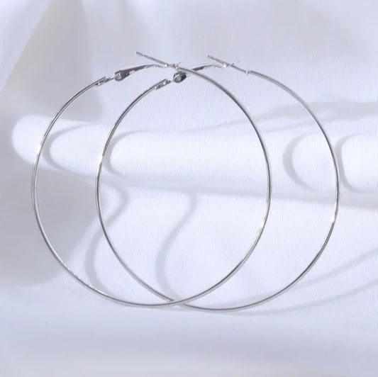 Classic Silver Hoops 80mm