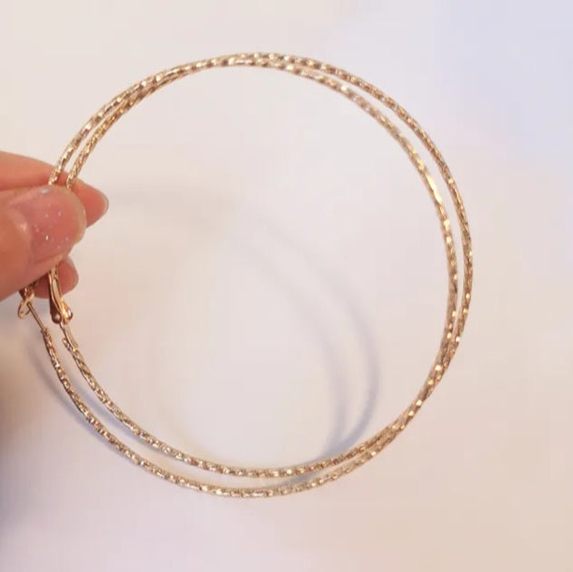 Twisted Gold Hoops 80mm