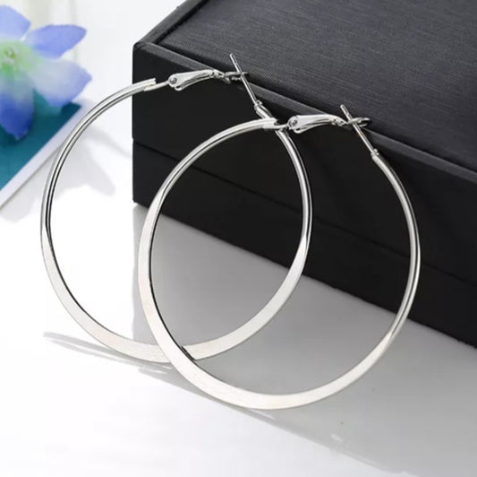 Flat-End Silver Hoops 80mm